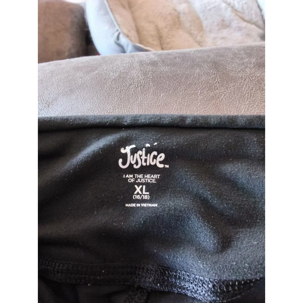 Justice Leggings Girls XL Black Stretch Pants Flowers 70s Hippie Love Lot of 2